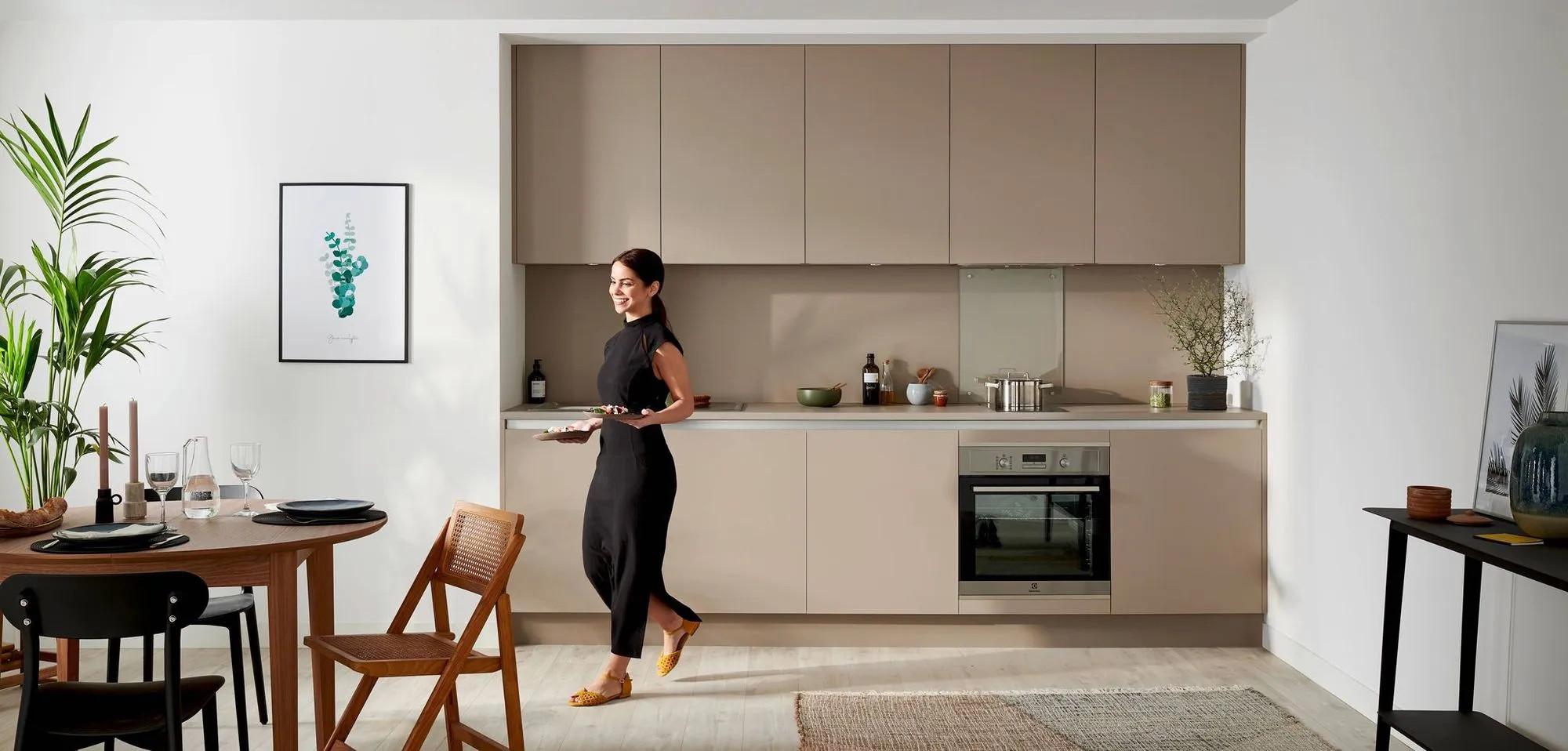 mobilier cuisine laque beige