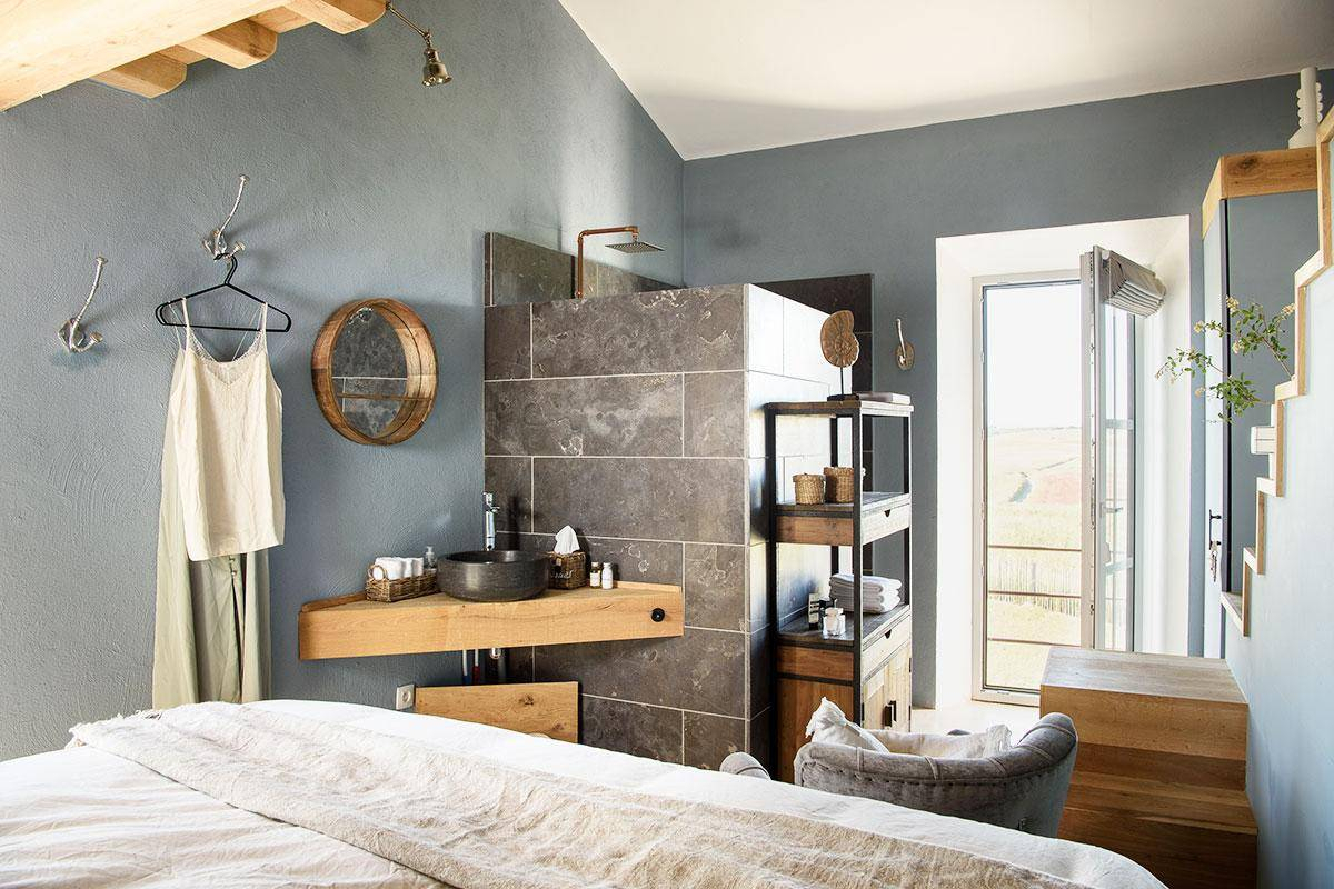 chambre murs bleus