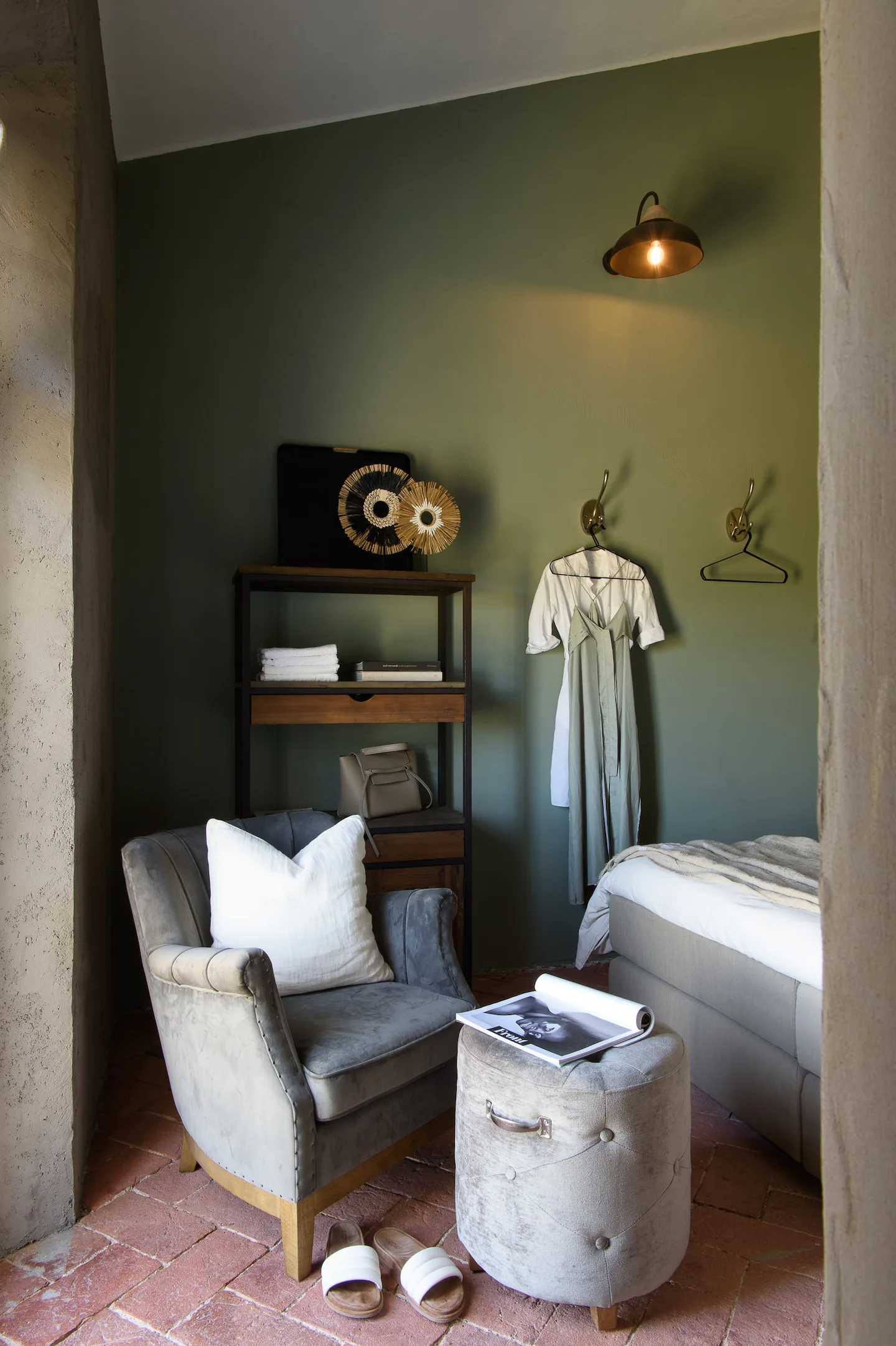 chambre murs verts