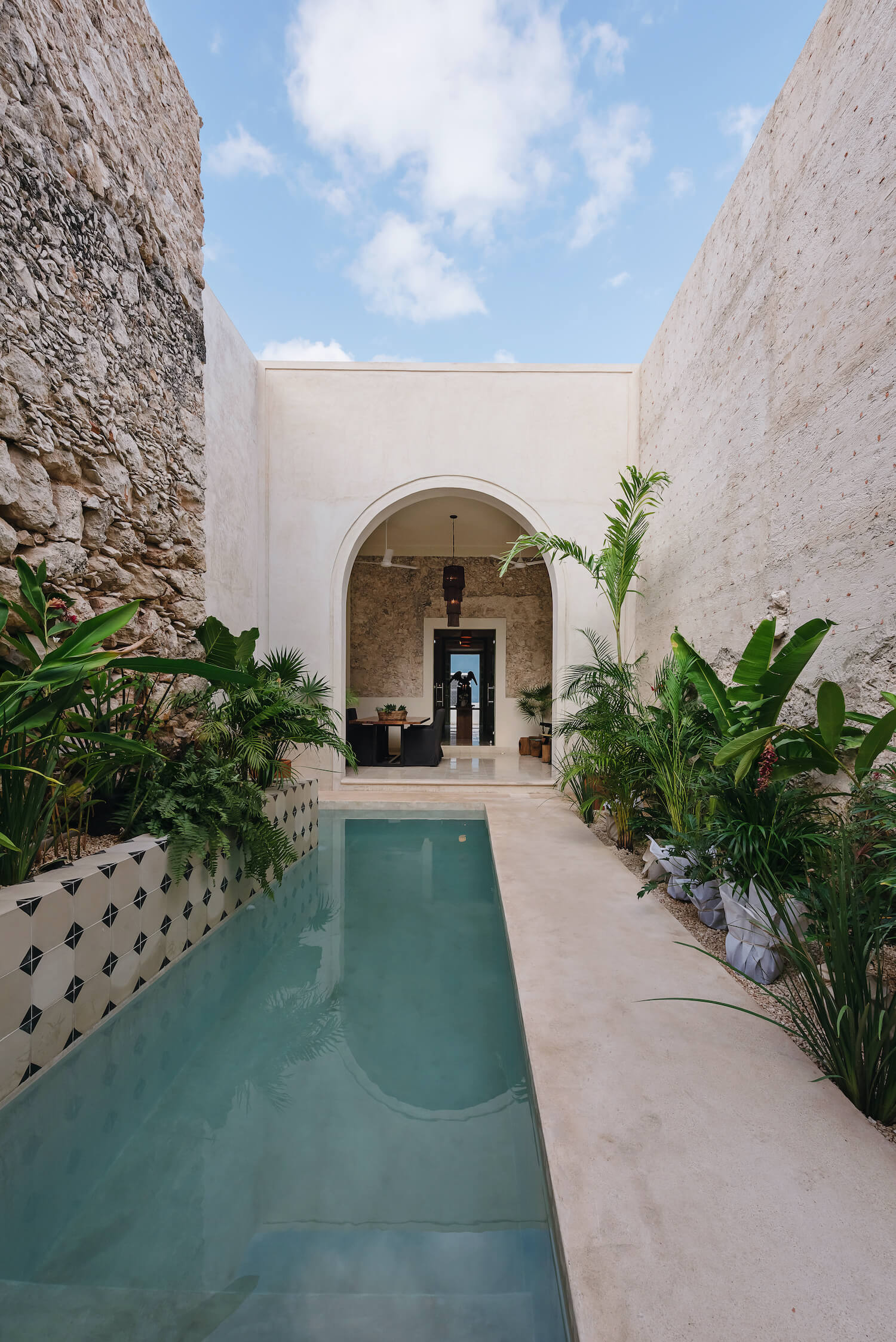 jardin avec petite piscine couloir de nage