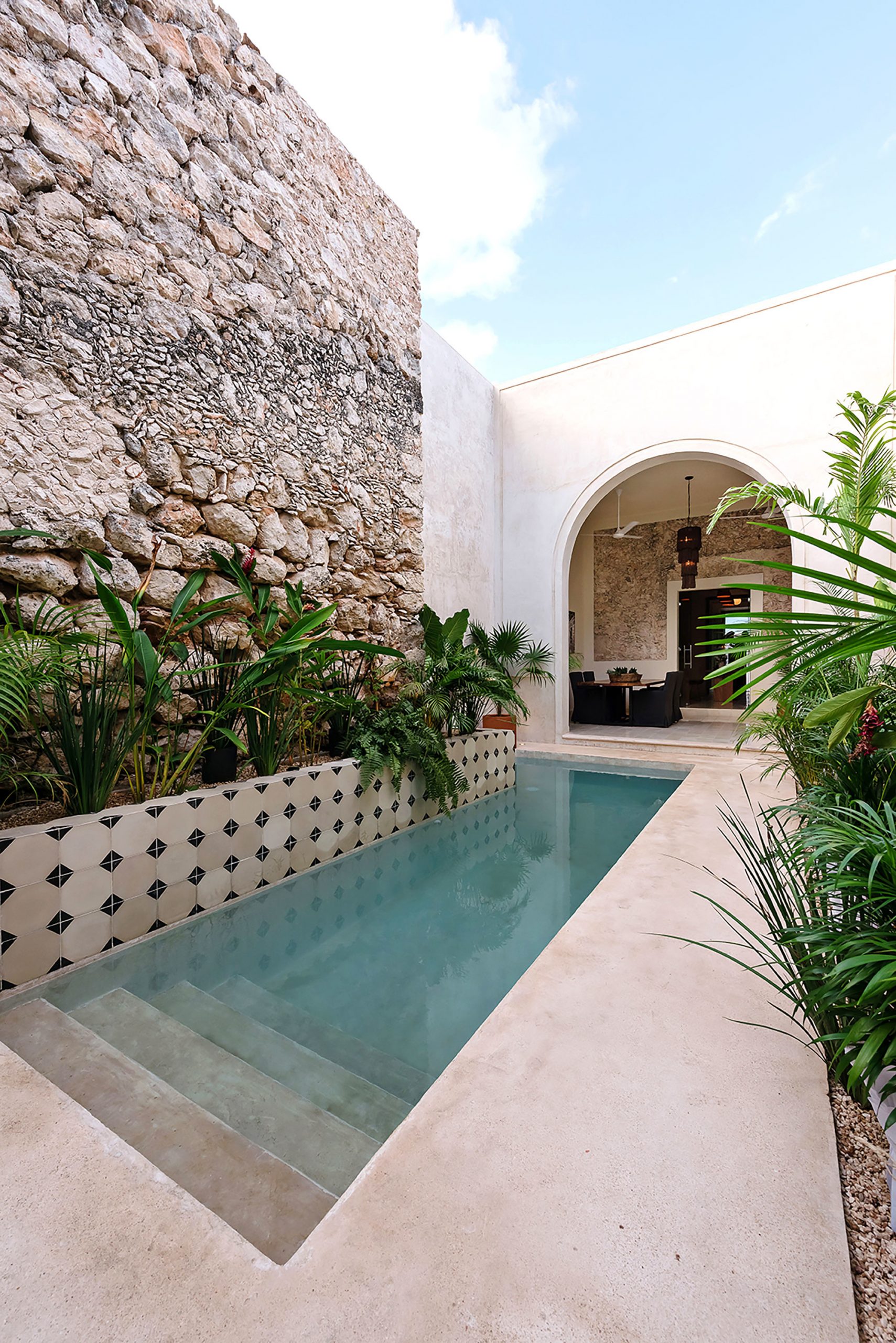 jardin avec petite piscine couloir de nage
