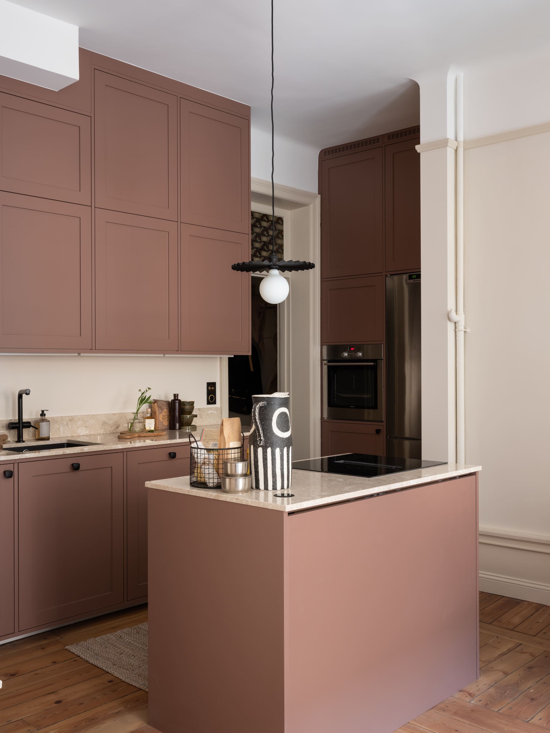 cuisine rose avec îlot cuisine rose avec îlot
