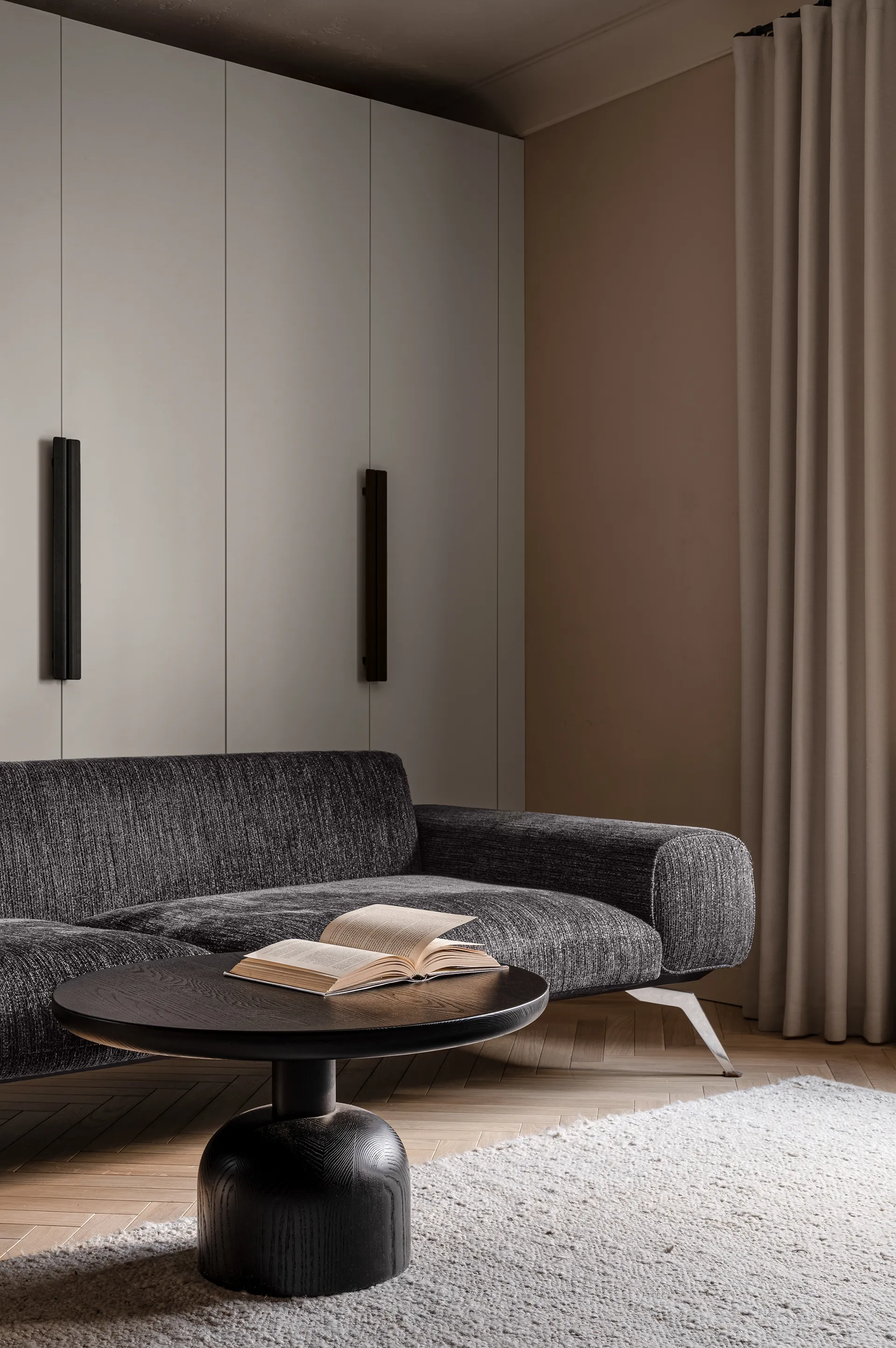 salon avec canapé gris