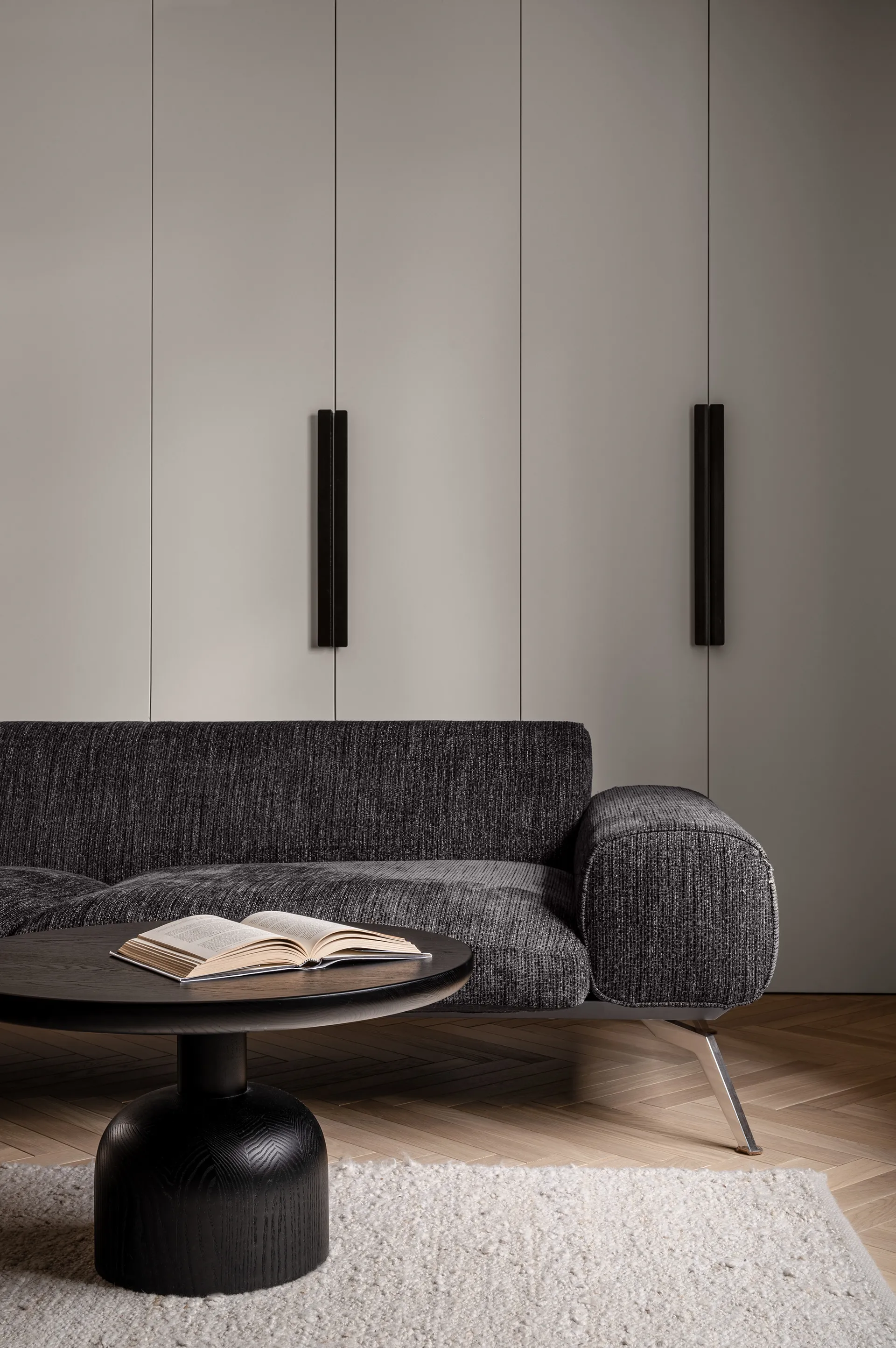 salon avec canapé gris