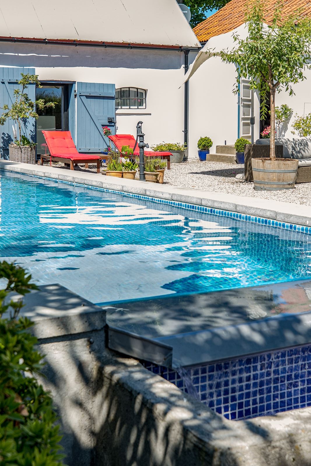 jardin avec piscine maçonnée