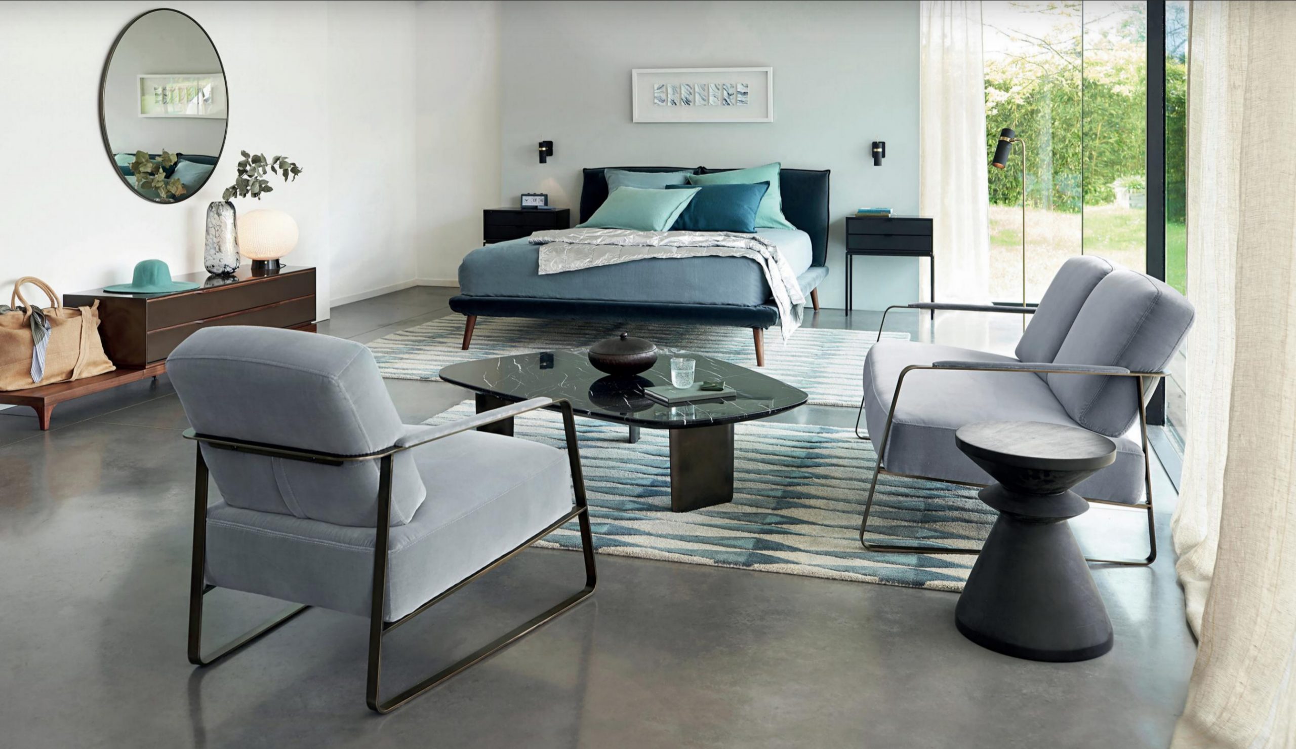 chambre design bleu
