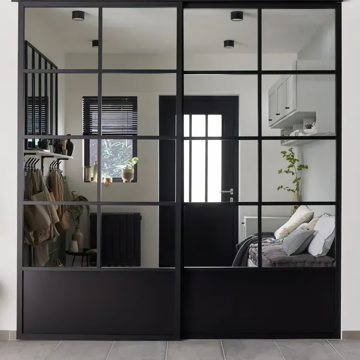 double porte acier noir style loft