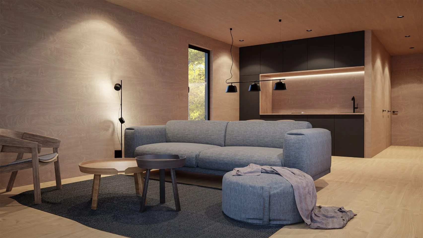 salon mini maison en bois 