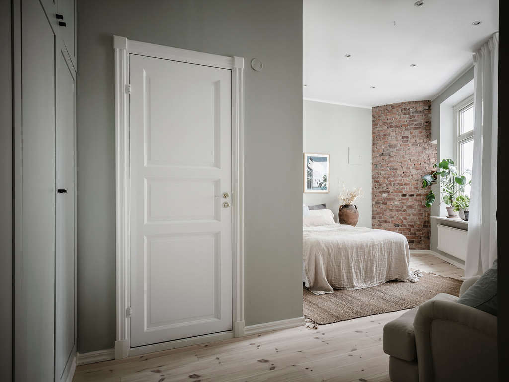 chambre murs vert pâle et briques chambre murs vert pâle et briques