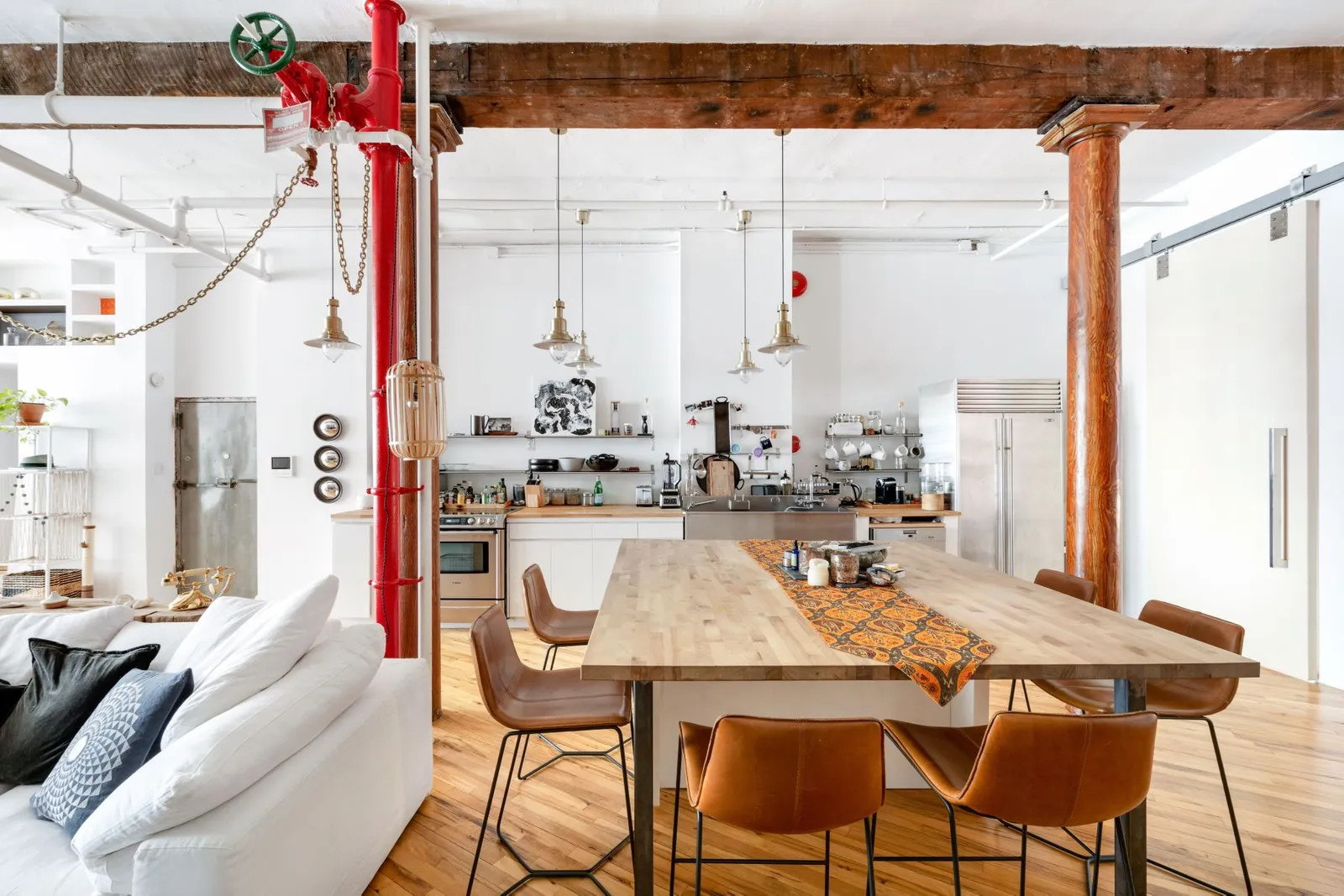 salon et cuisine ouverte loft Manhattan