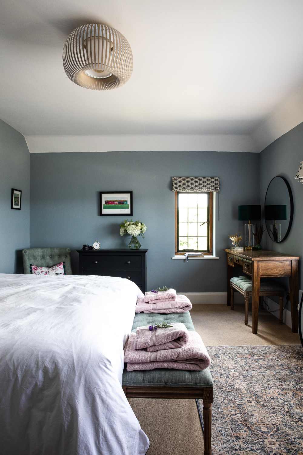 chambre vintage bleue