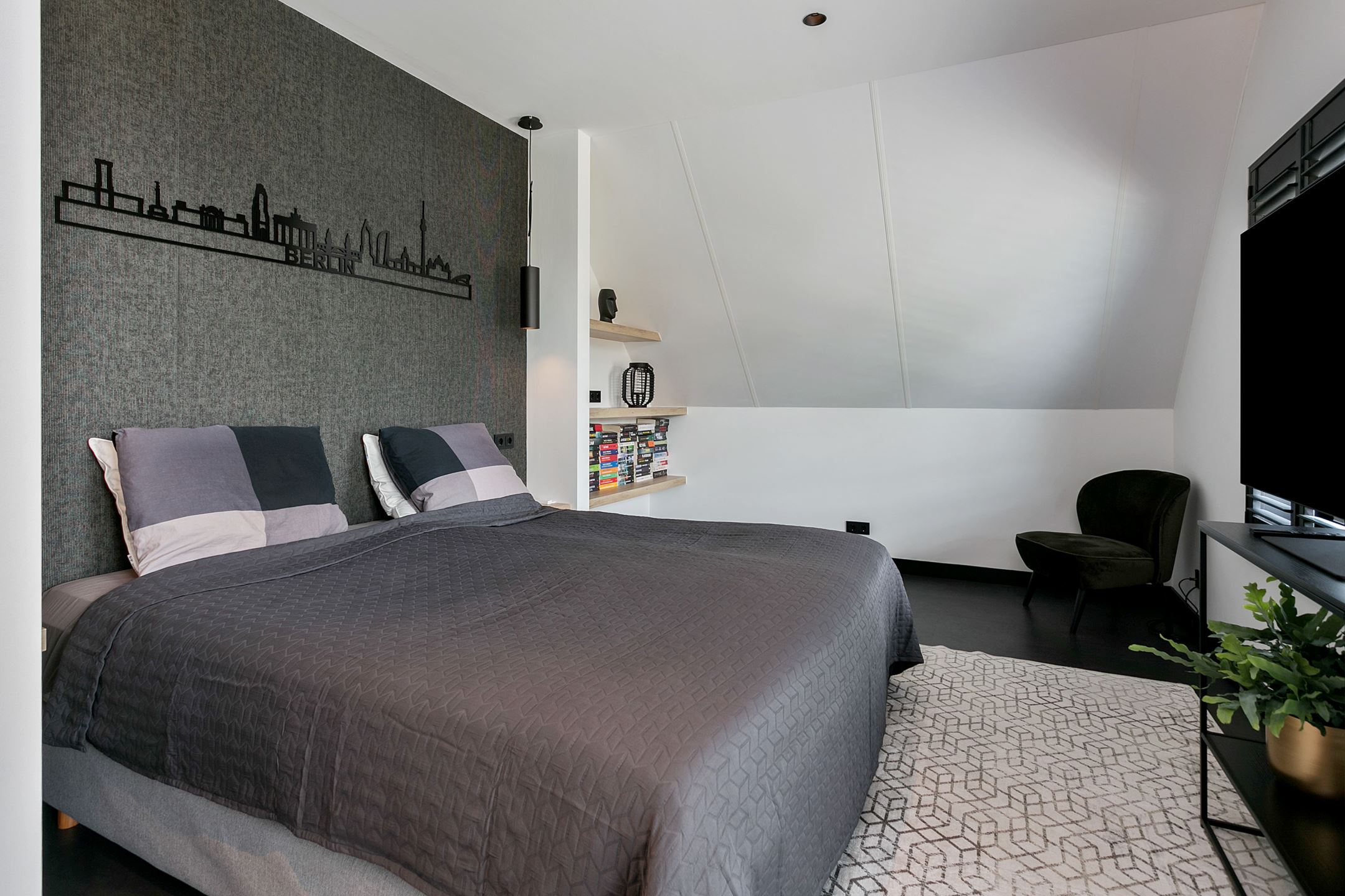 chambre décoration design grise