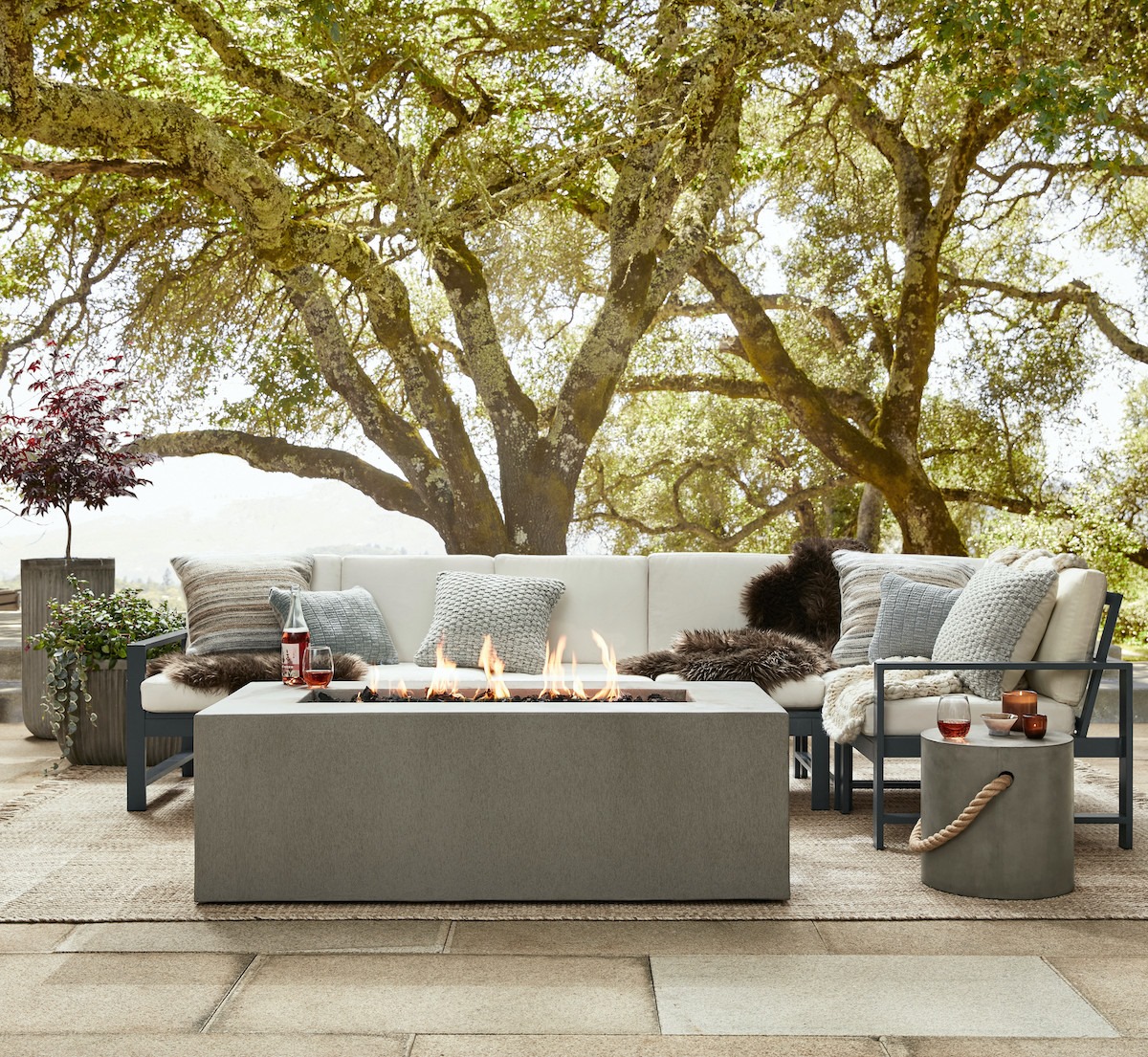 terrasse avec cheminée ethanol