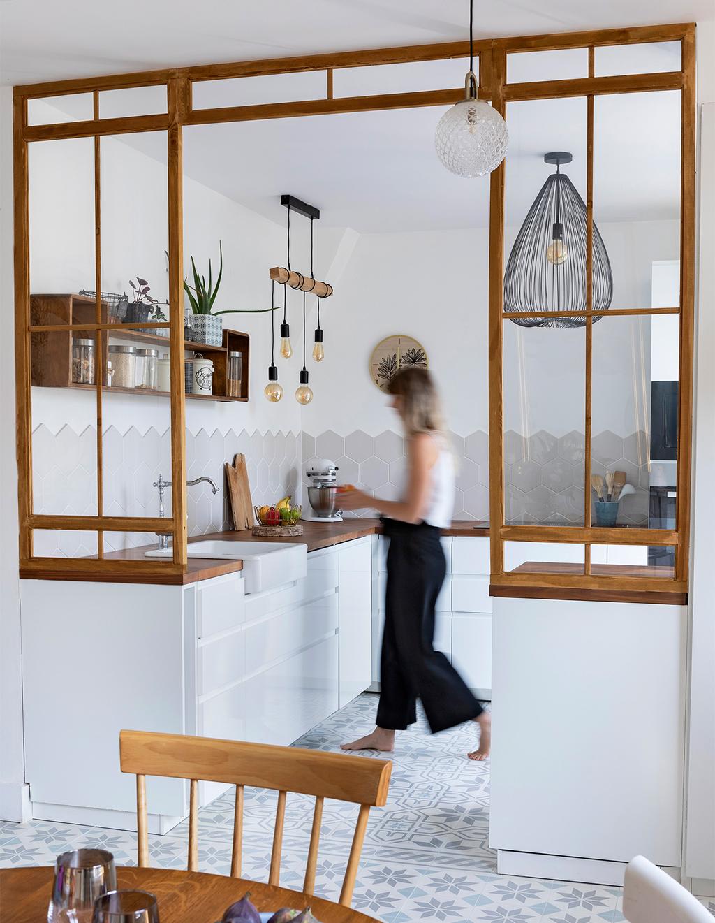 verrière bois pour cuisine décoration design