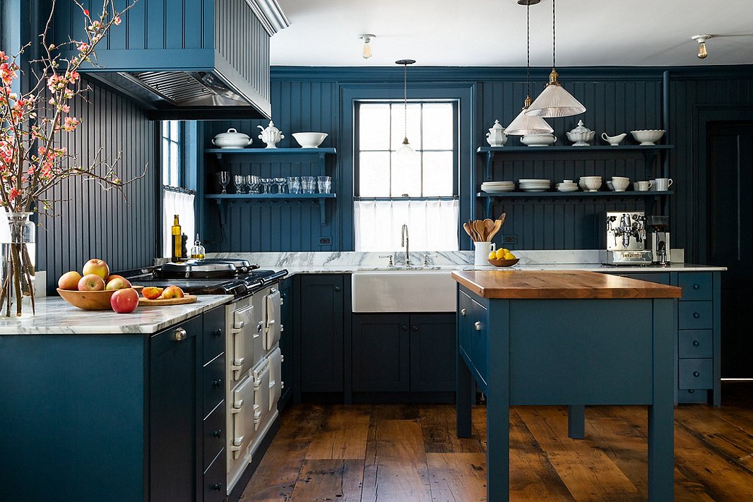 cuisine bleue avec billot cuisine bleue avec billot