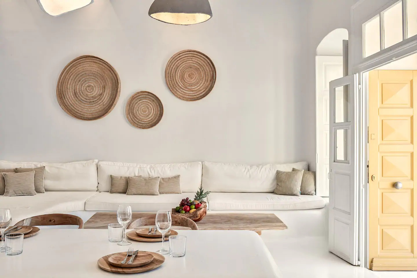 salon maison blanche à Mykonos