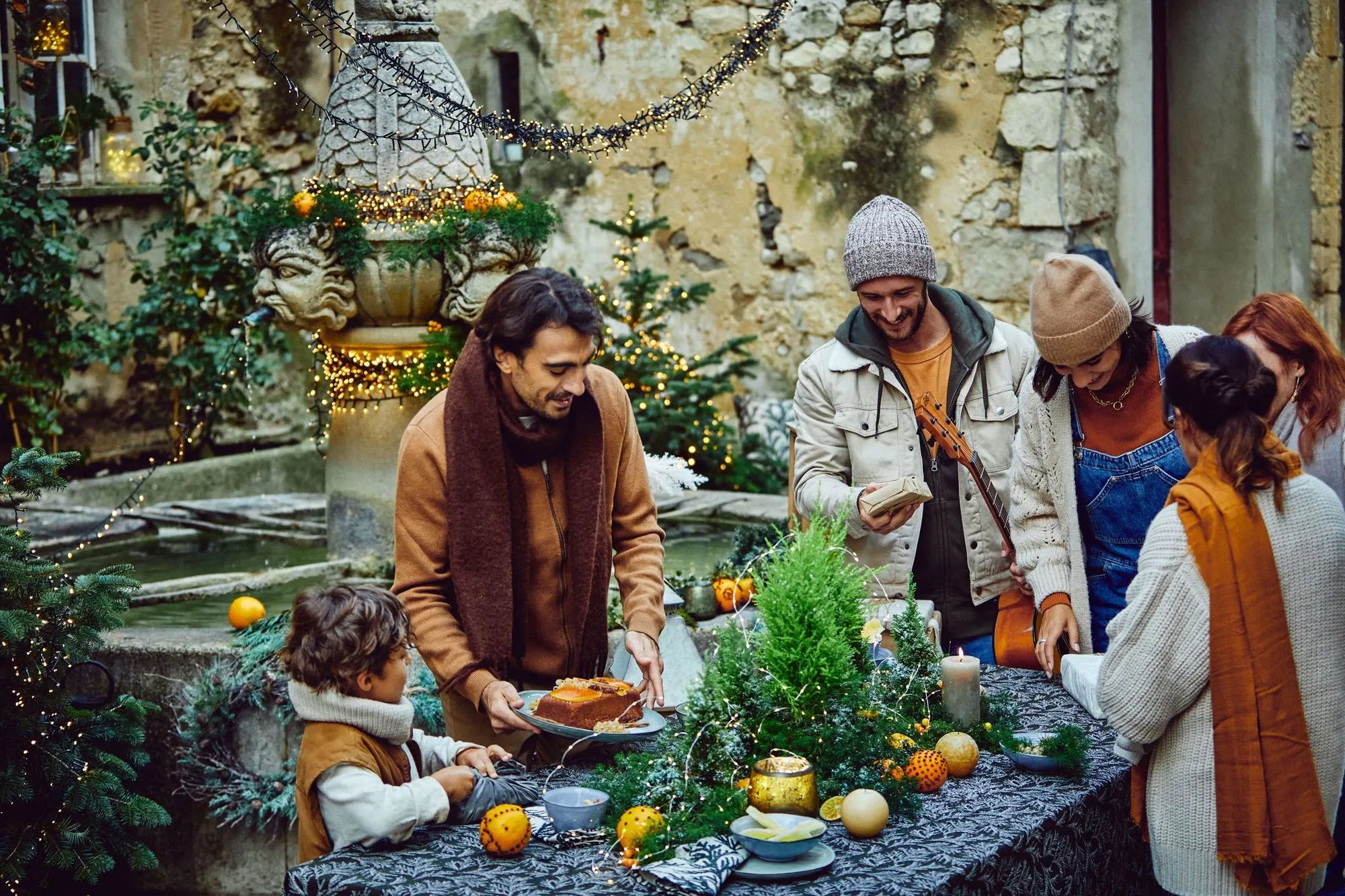 terrasse avec repas de fête