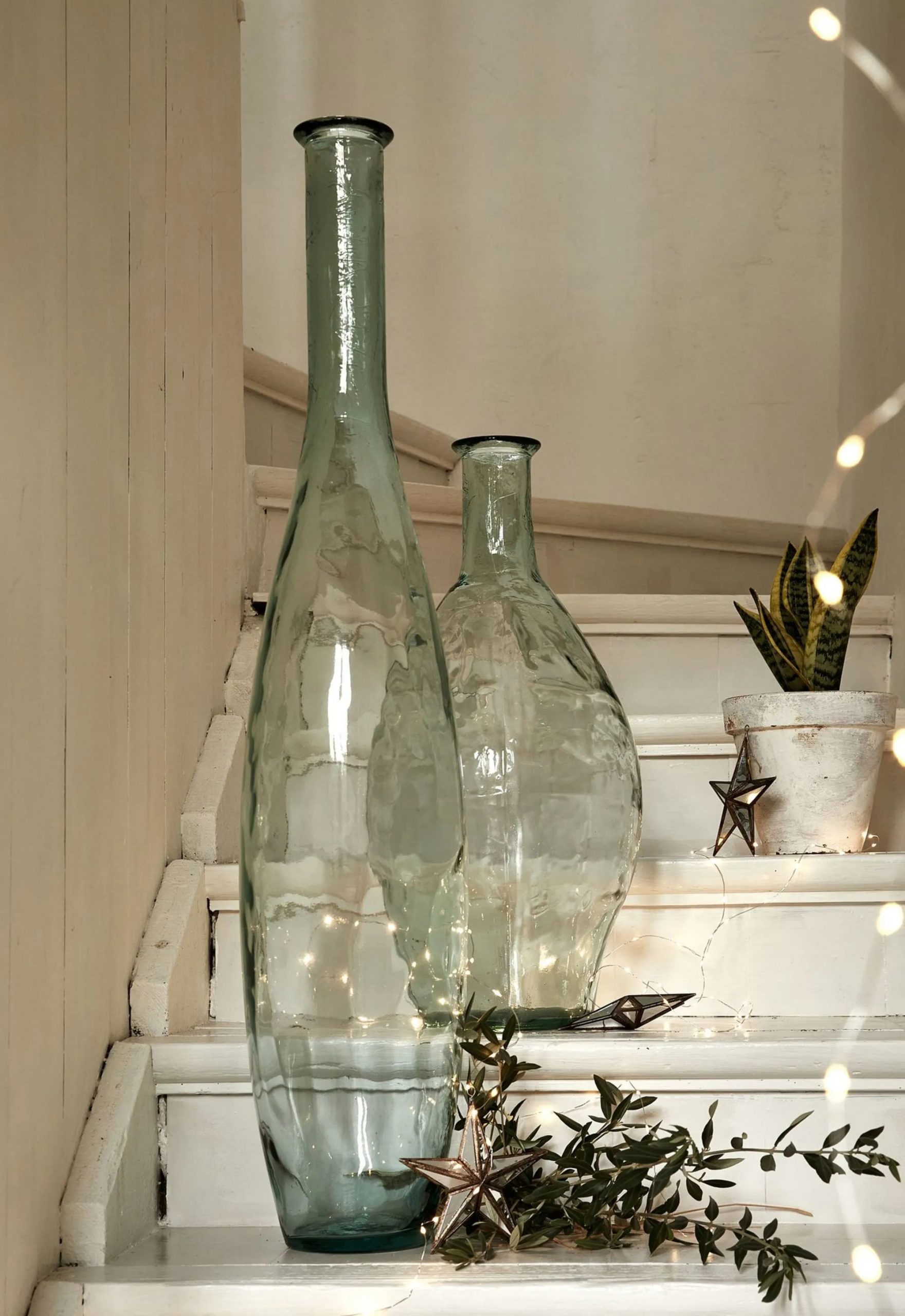 vase en verre vert