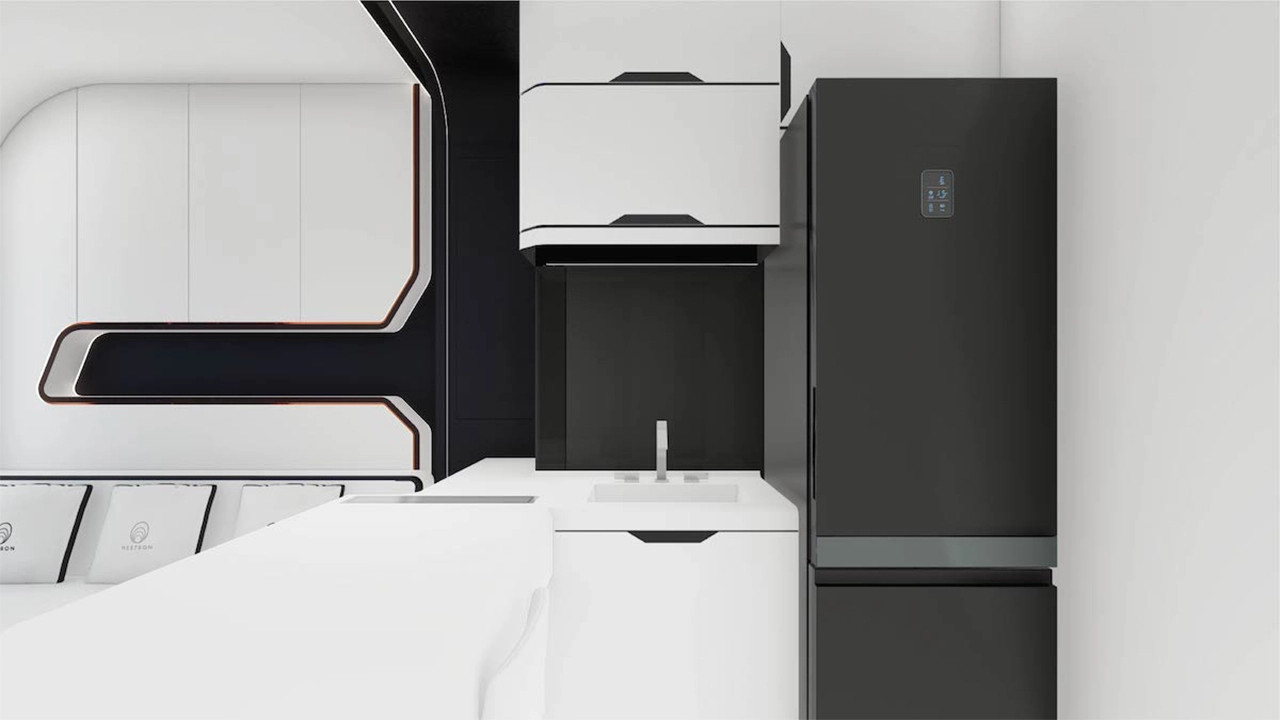 salon et cuisine design et futuriste tiny house