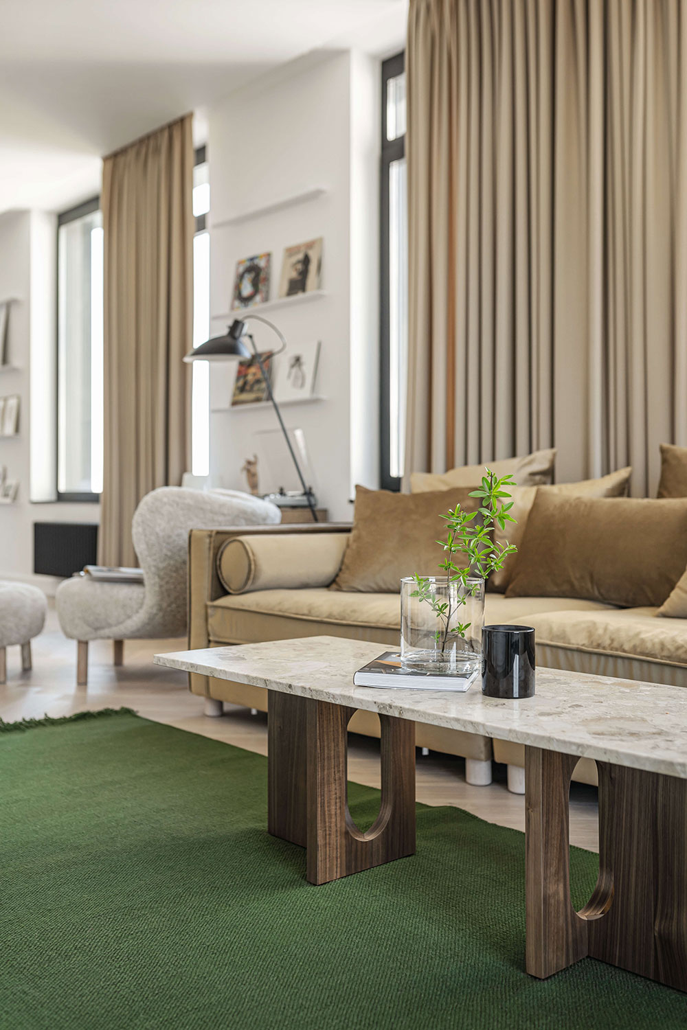 salon avec tapis vert