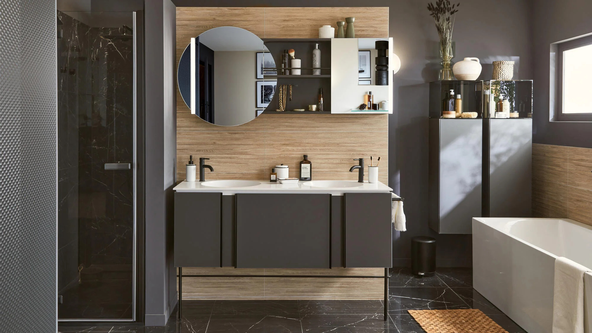 salle de bain design noire et bois salle de bain design noire et bois