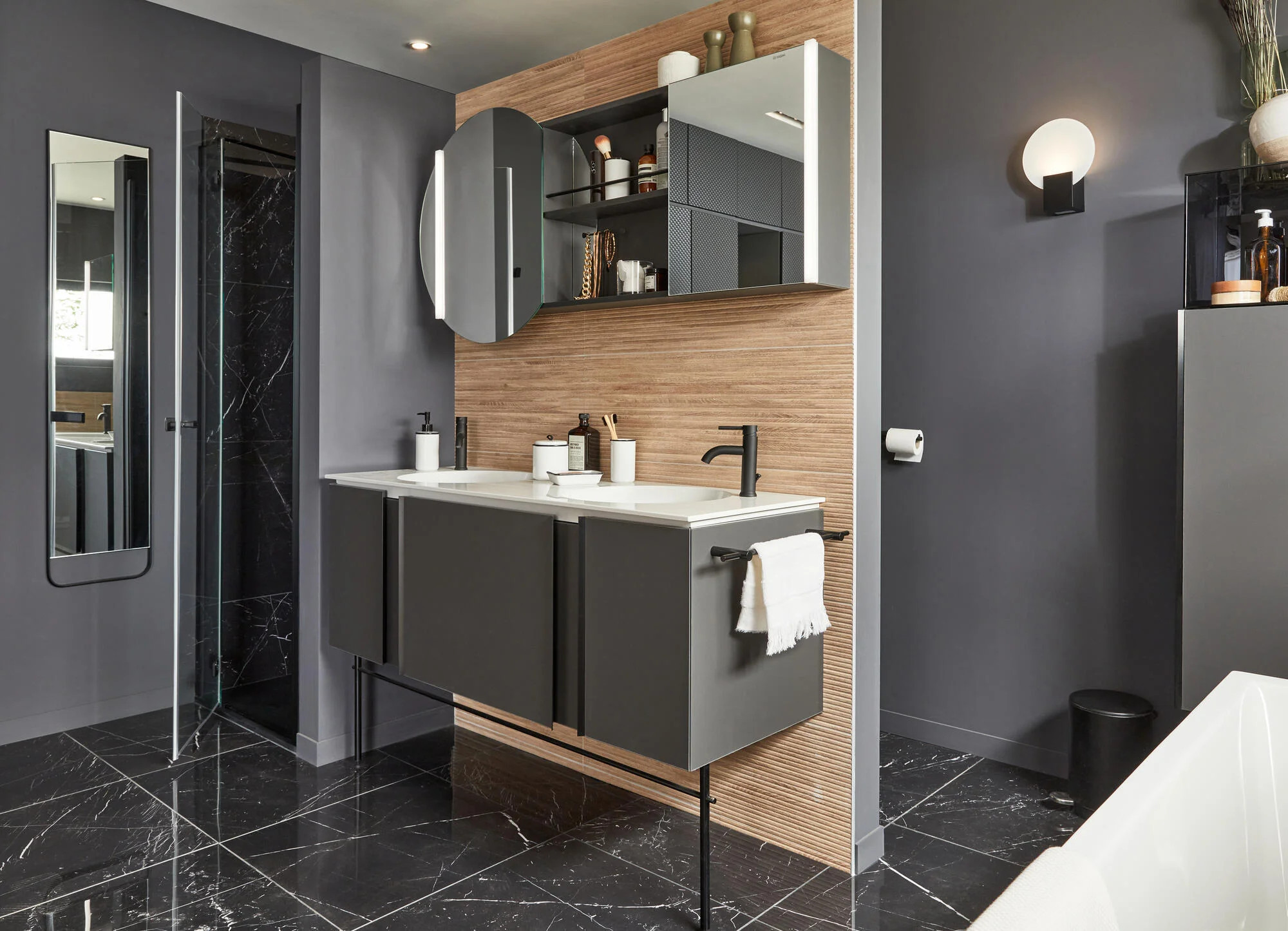 salle de bain design noire et bois salle de bain design noire et bois