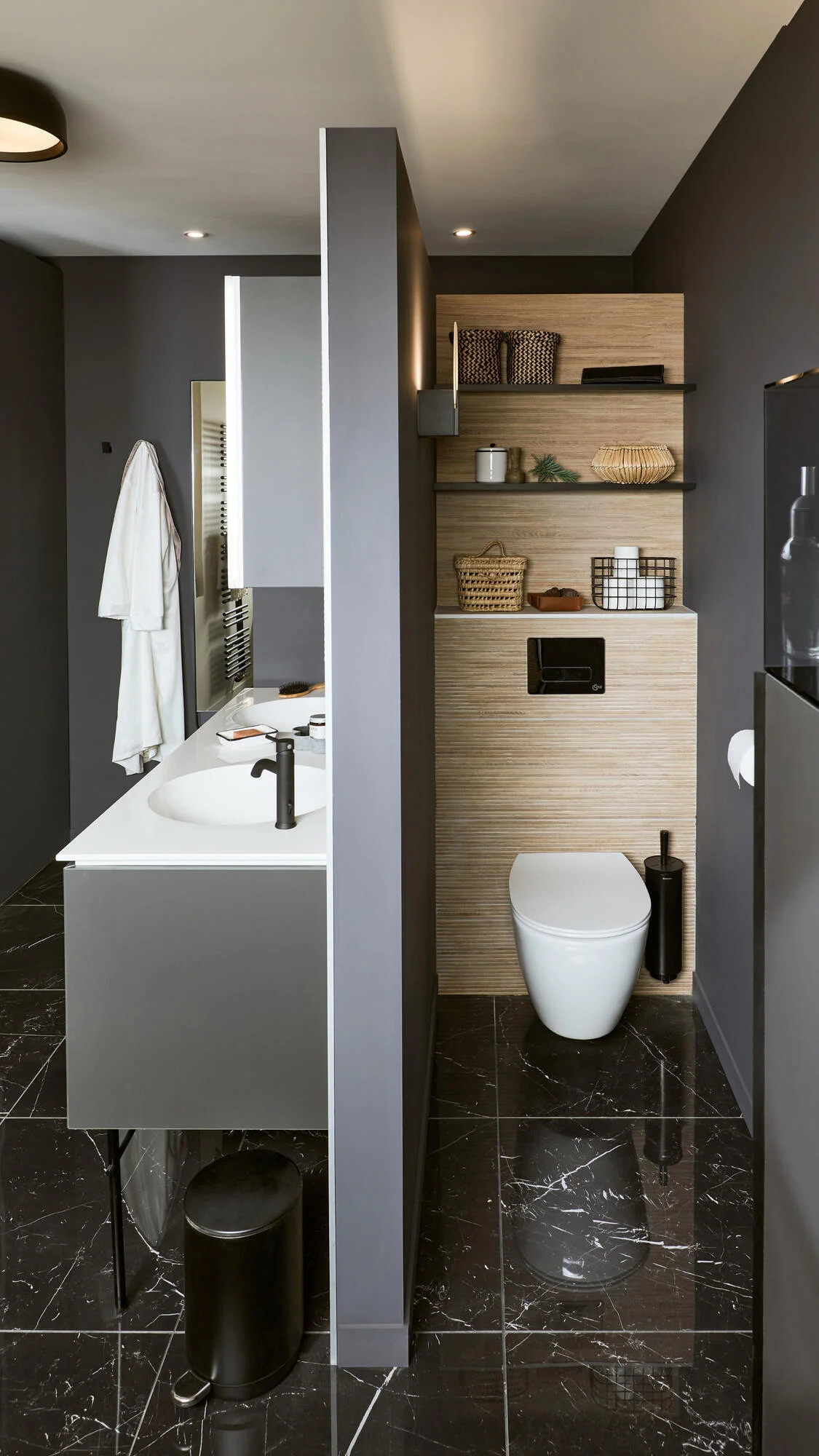 salle de bain design noire et bois salle de bain design noire et bois