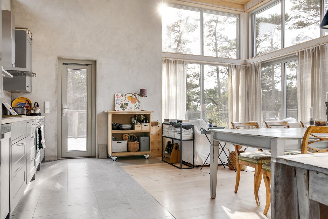 salon maison en bois cubique