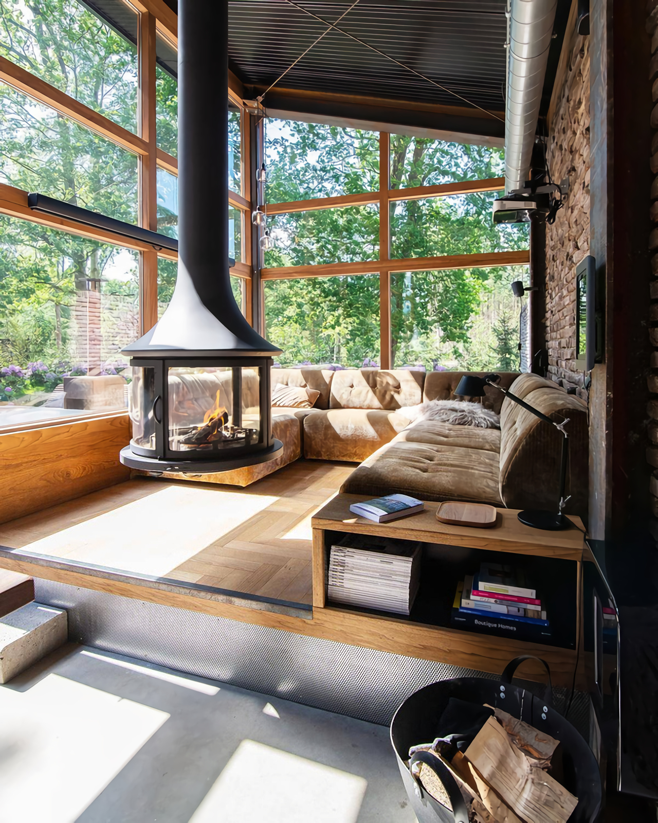 salon maison en bois avec cheminée design salon maison en bois avec cheminée design