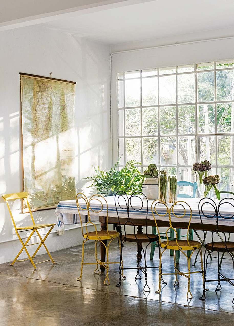 salle à manger avec verrière maison décoration vintage