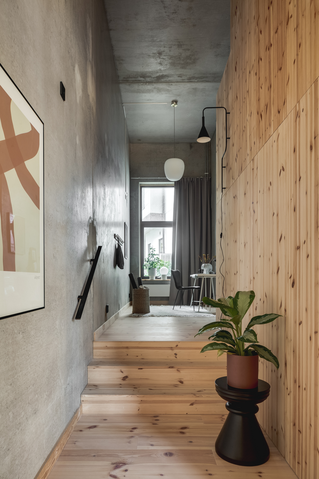 accès étage appartement design en duplex