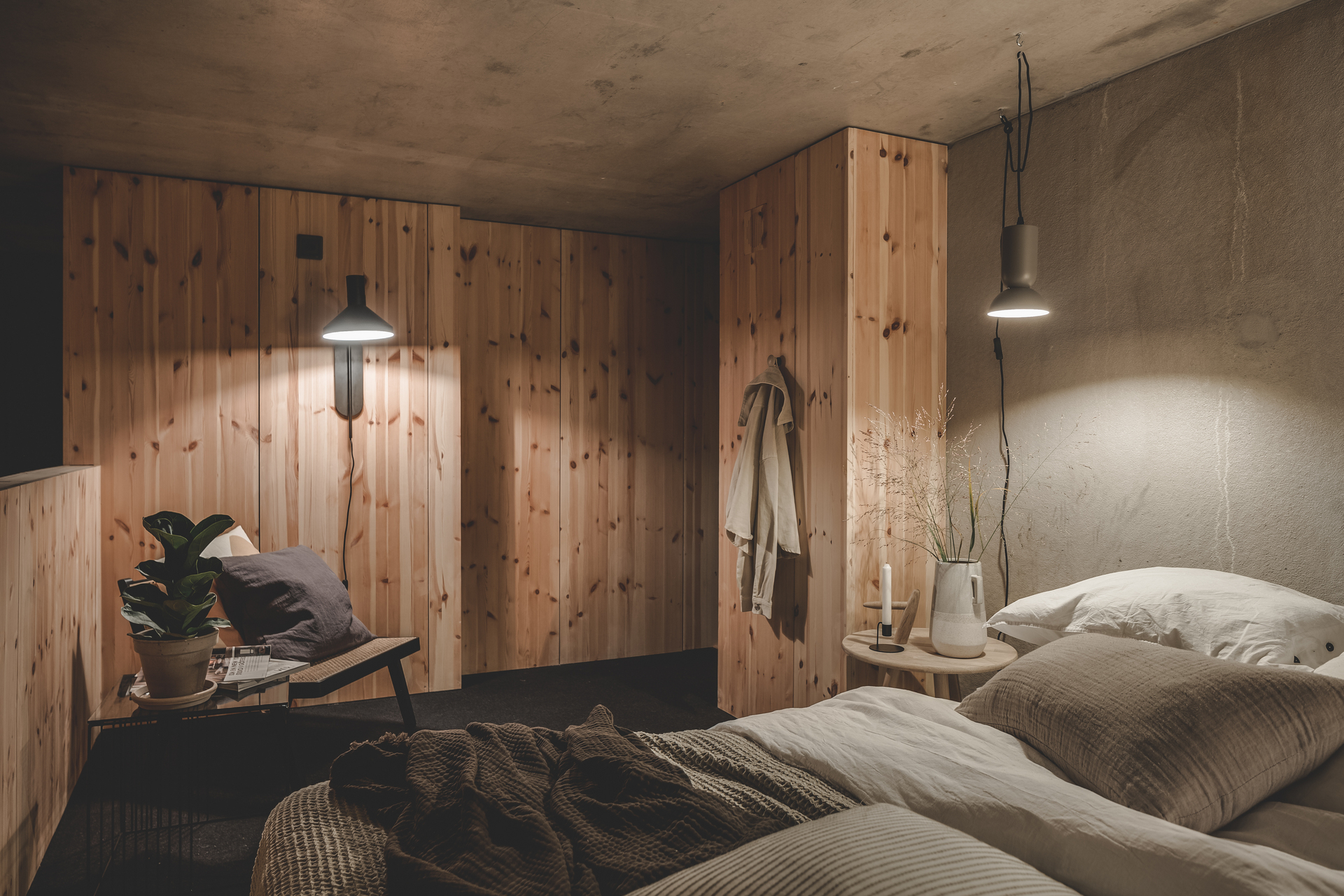 chambre décoration naturelle vue nuit