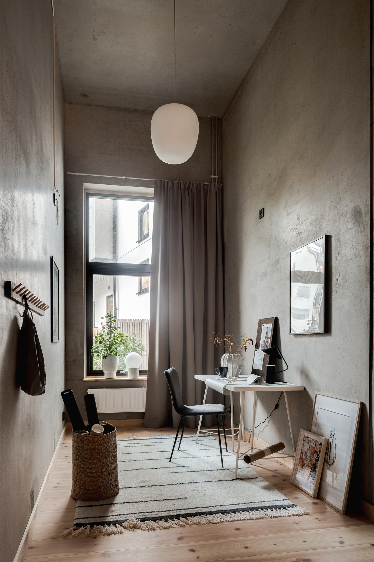 bureau décoration gris béton