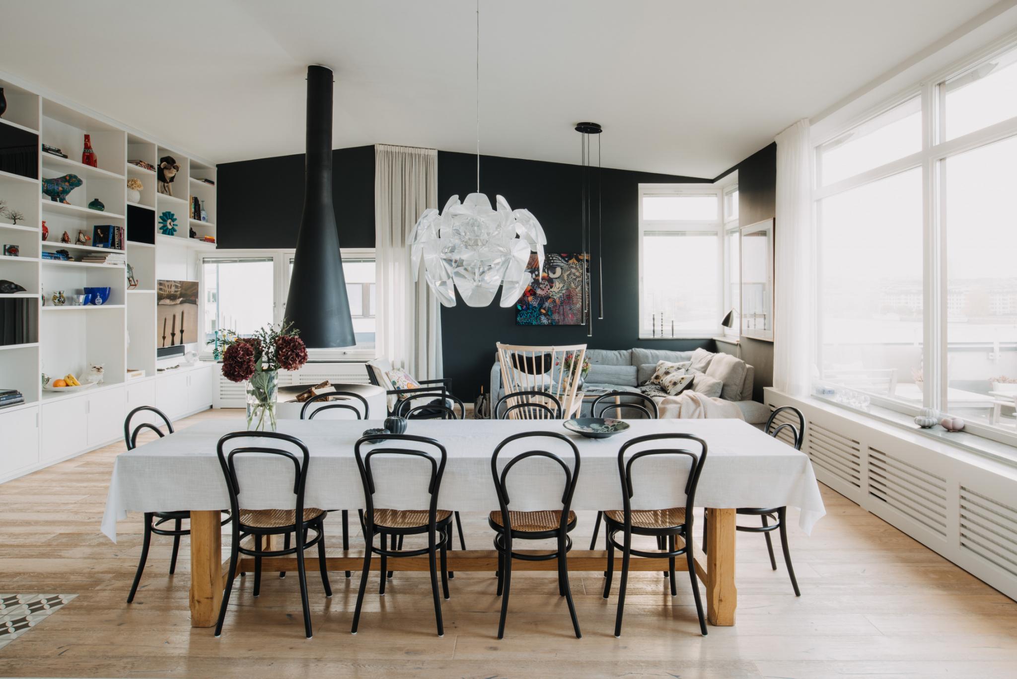 salon avec cheminée appartement design