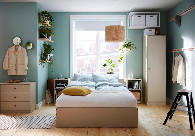 chambre murs verts