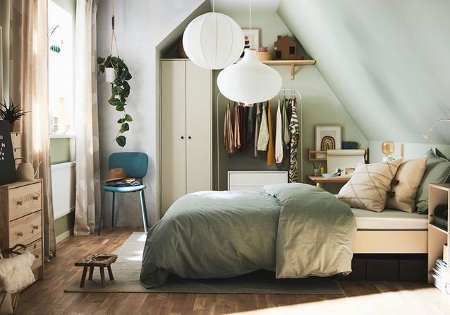 chambre décoration verte