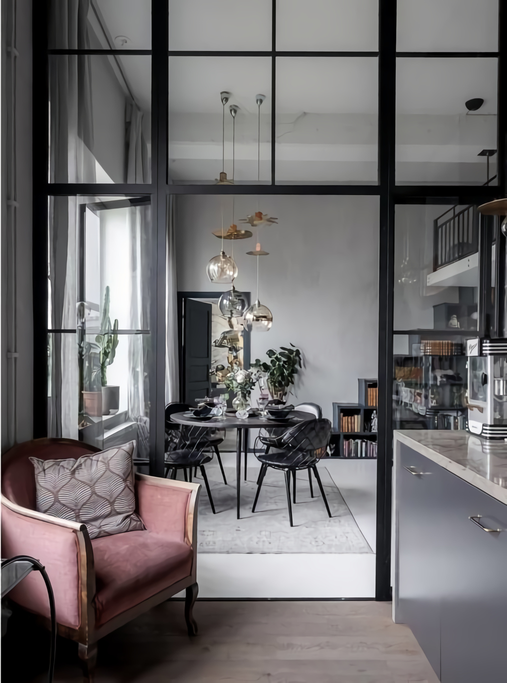 cuisine avec verrière appartement atypique