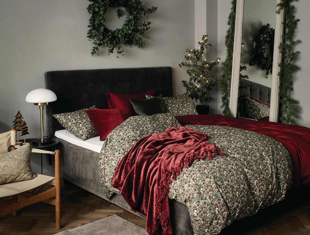 chambre décoration rouge et verte