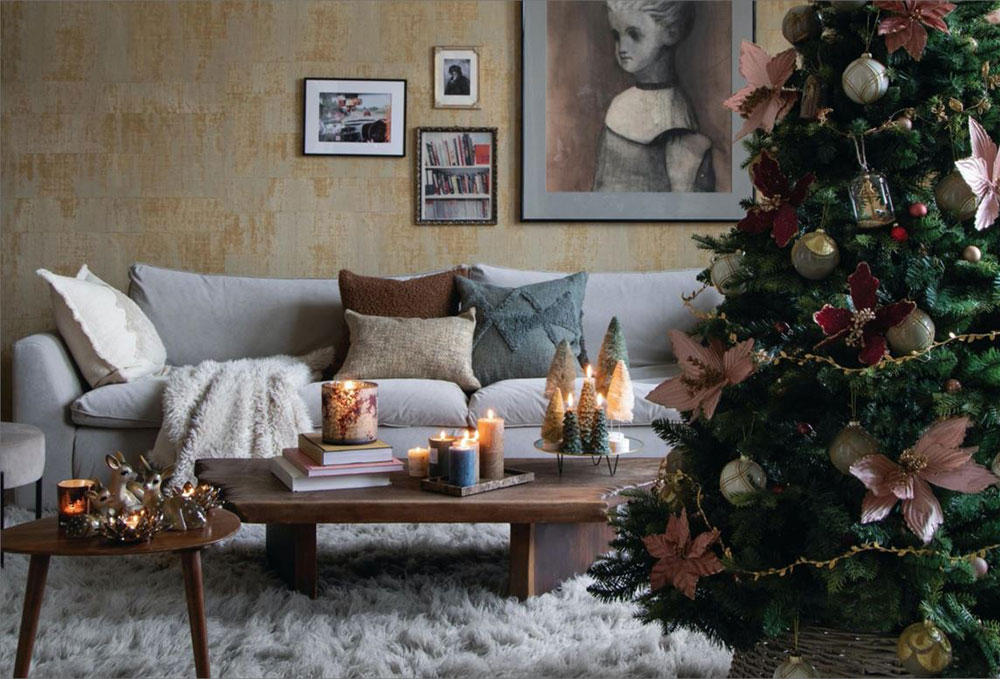 salon avec sapin