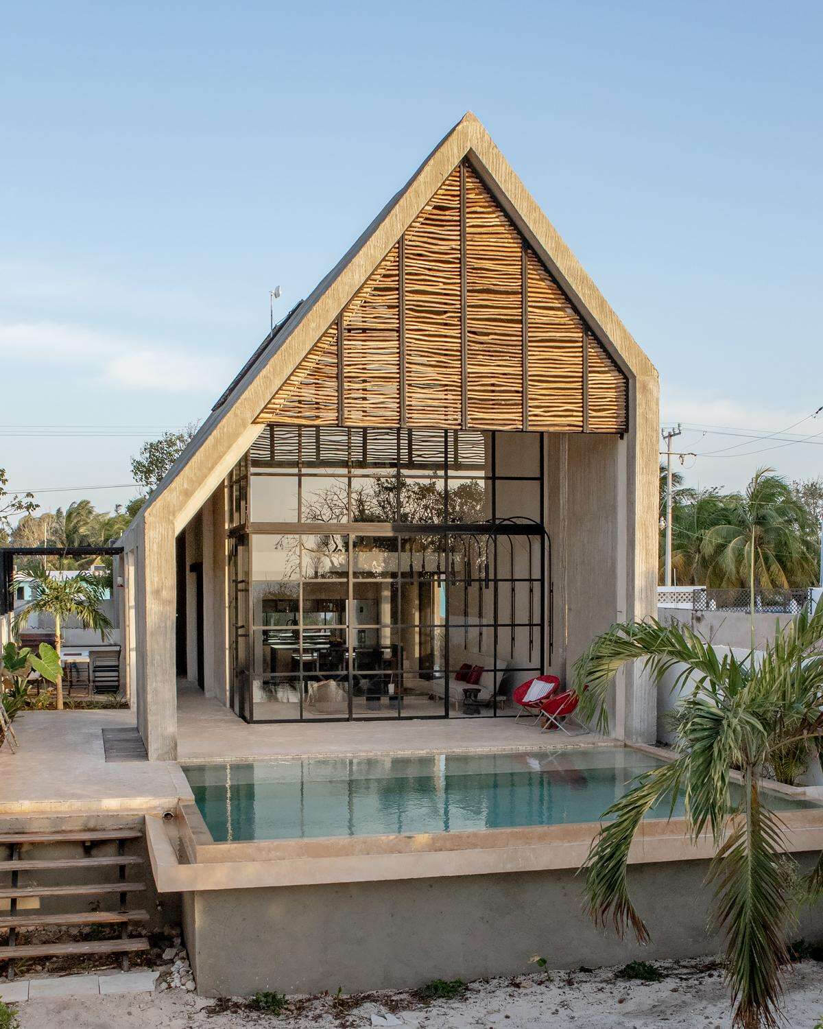 terrasse maison architecte avec piscine Mexique
