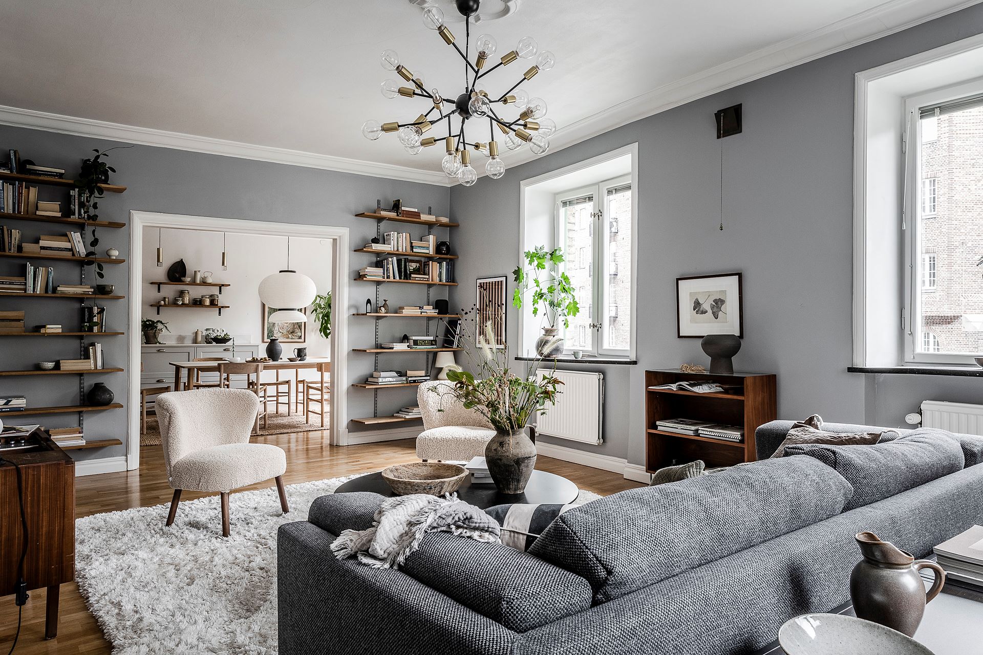 salon gris décoration scandinave