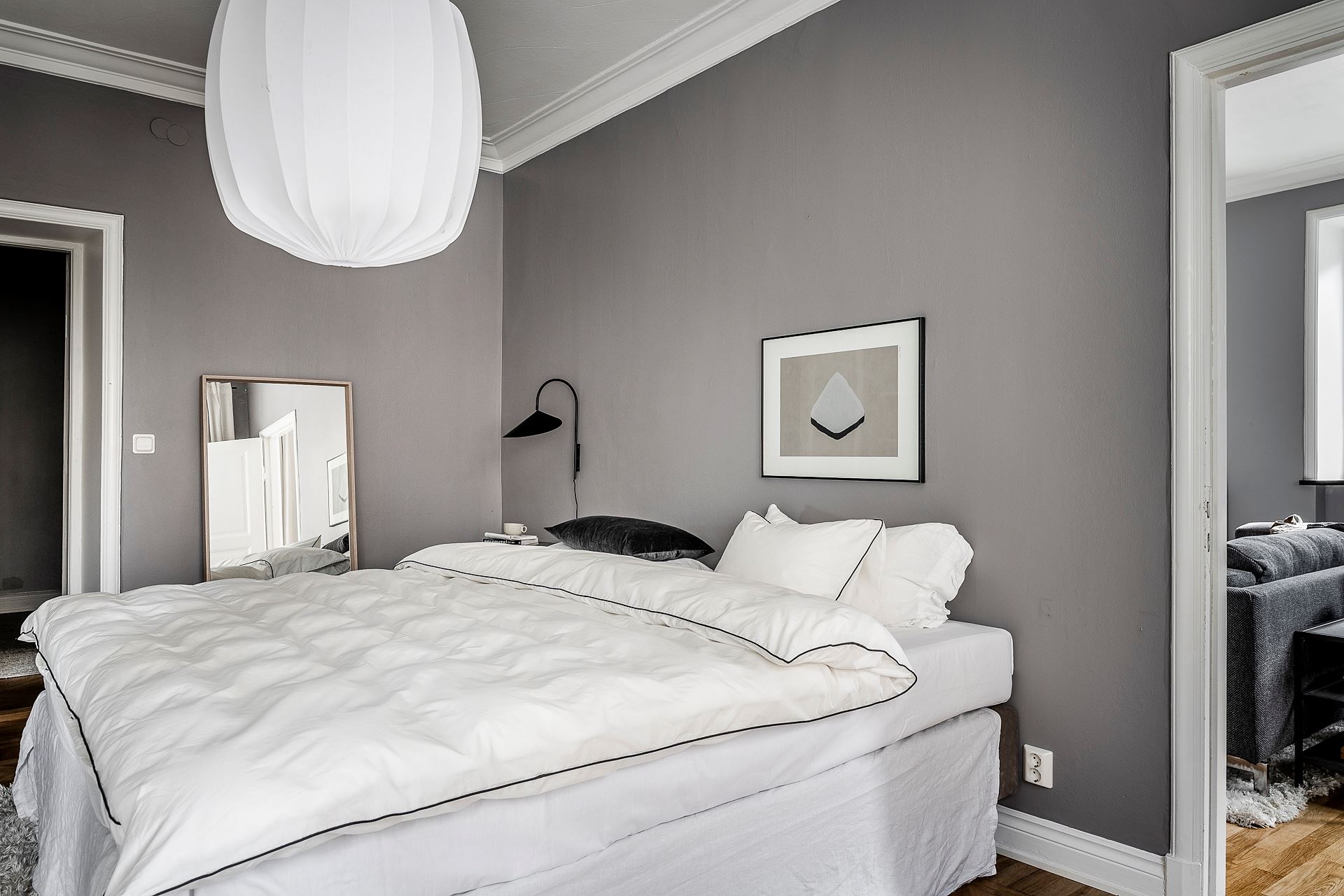 chambre grise décoration scandinave