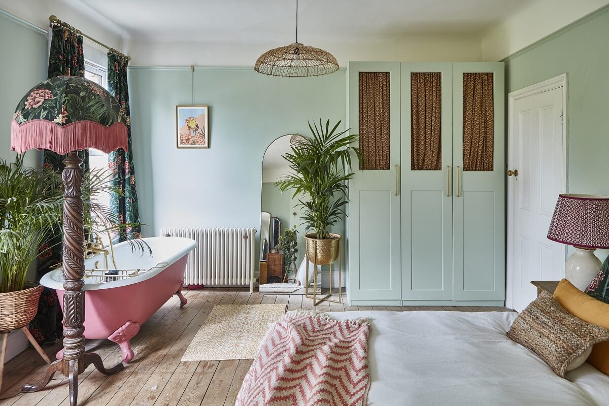 chambre avec bain décoration vintage