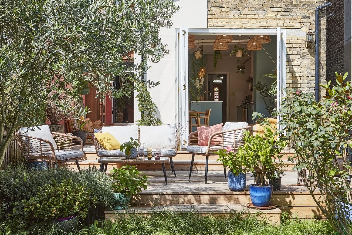 terrasse décoration colorée et bohème
