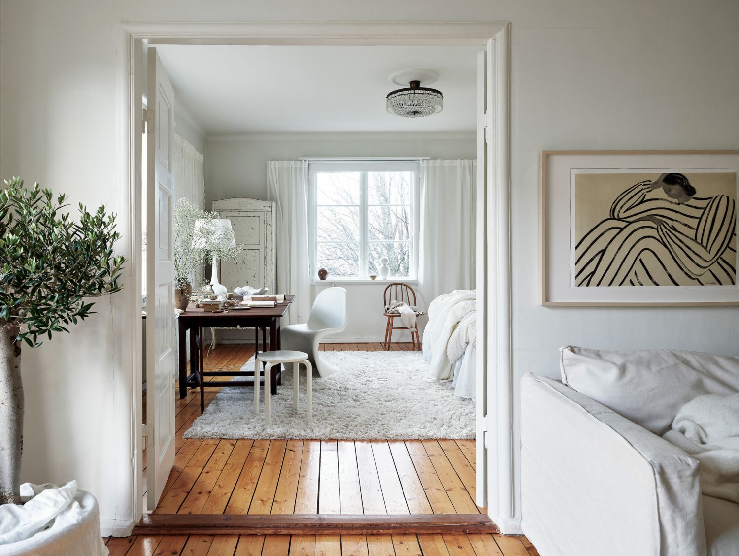 salon et chambre décoration scandinave