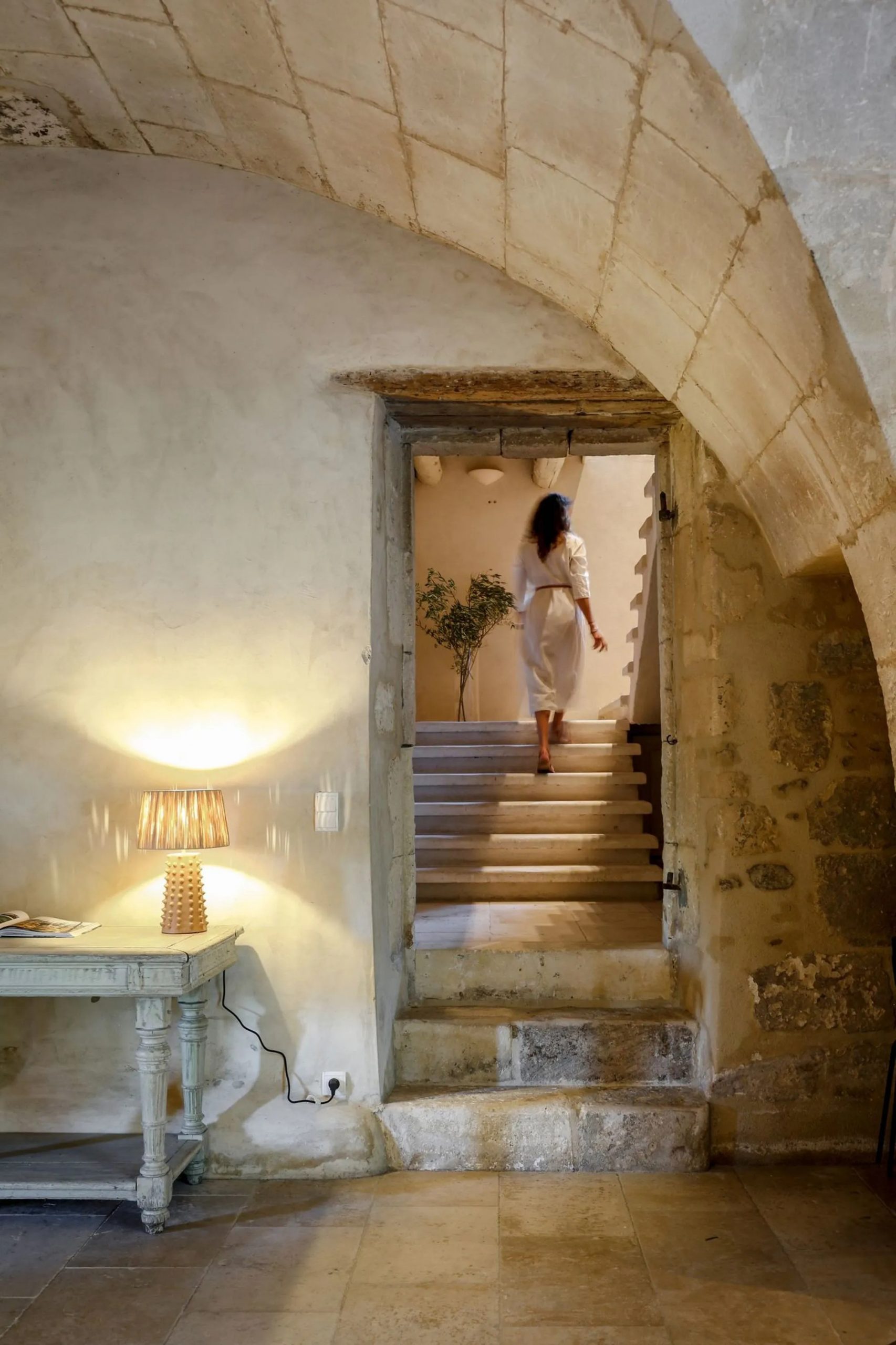 escalier en pierre mas rénové