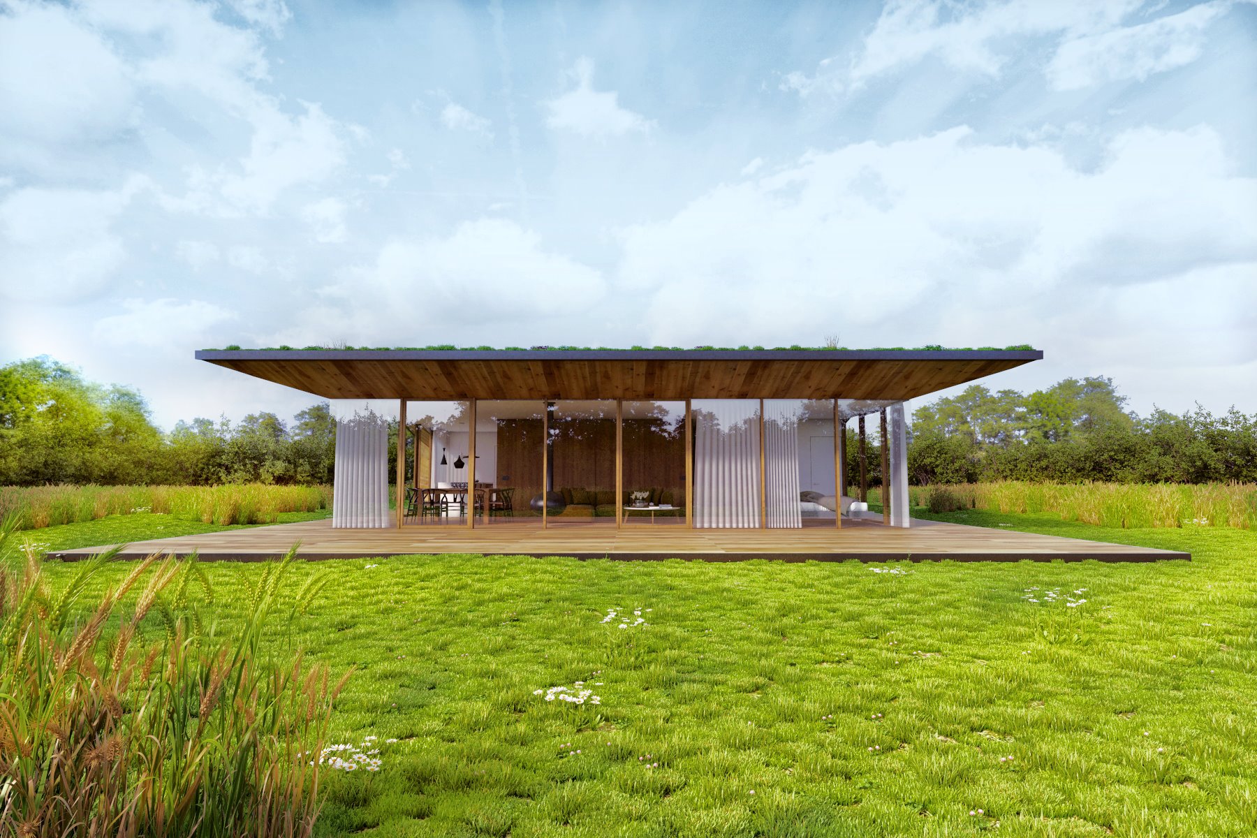 façade maison durable toit végétalisé