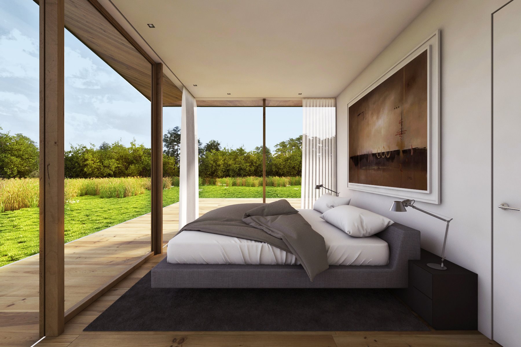chambre avec baies vitrées