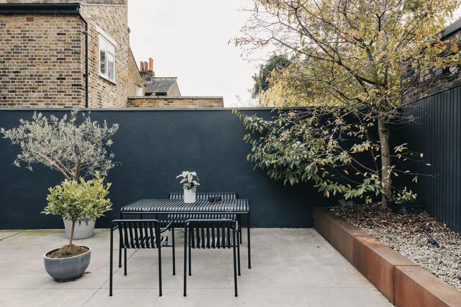 terrasse en carrelage gris