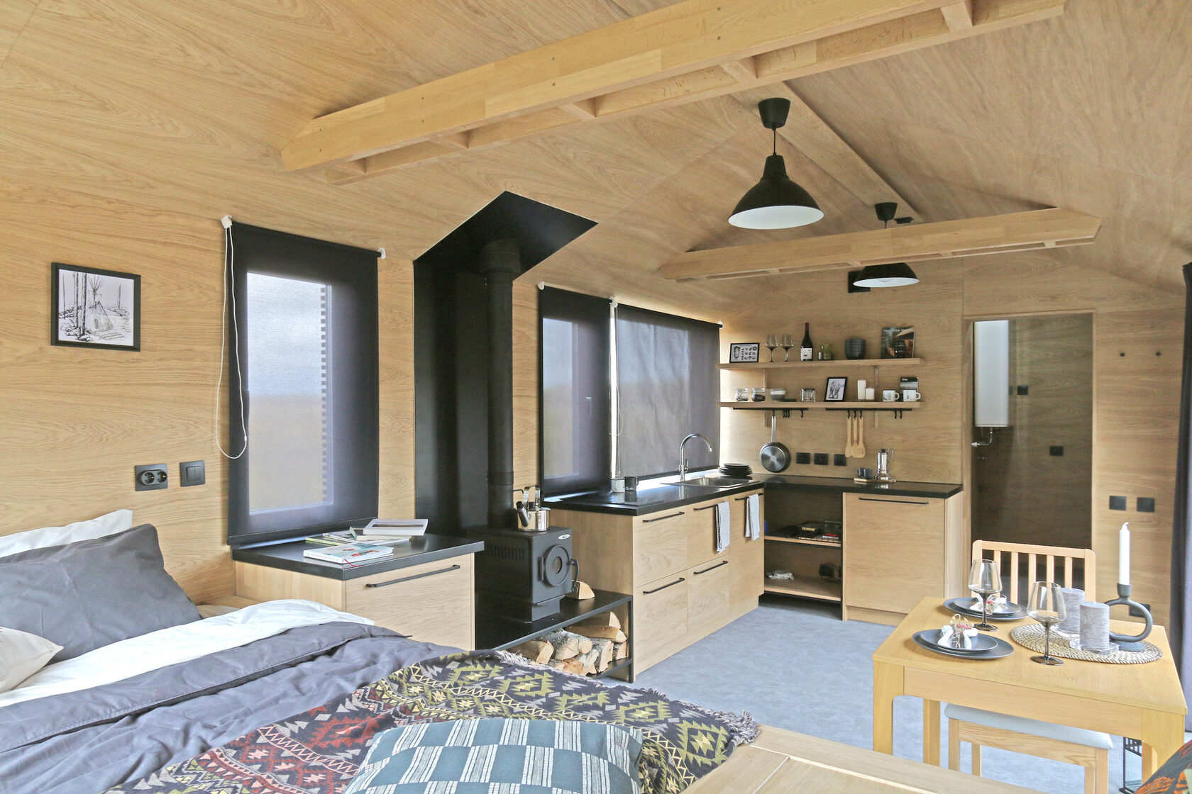 chambre et cuisine petite maison 27m2 préfabriquée